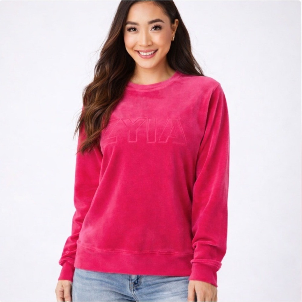 Zyia Active‎ Velour Spell Out Crewneck Y2K Inspired Sweatshirt XL